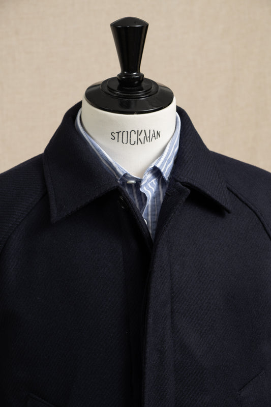 Balmacaan Wool Overcoat - Dark Navy