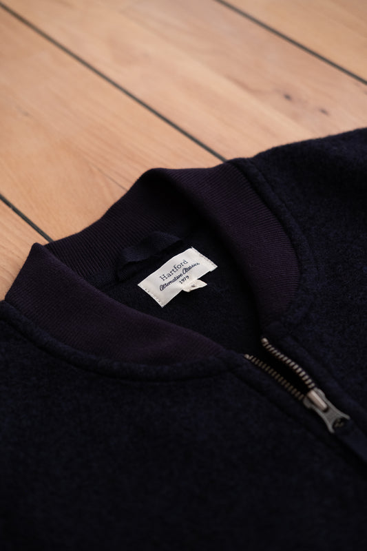 Boiled Wool Zip Vest - Navy
