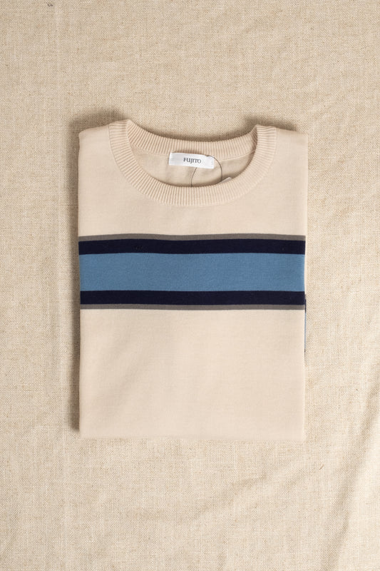 Border Knit T-Shirt - Blue