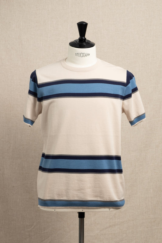 Border Knit T-Shirt - Blue