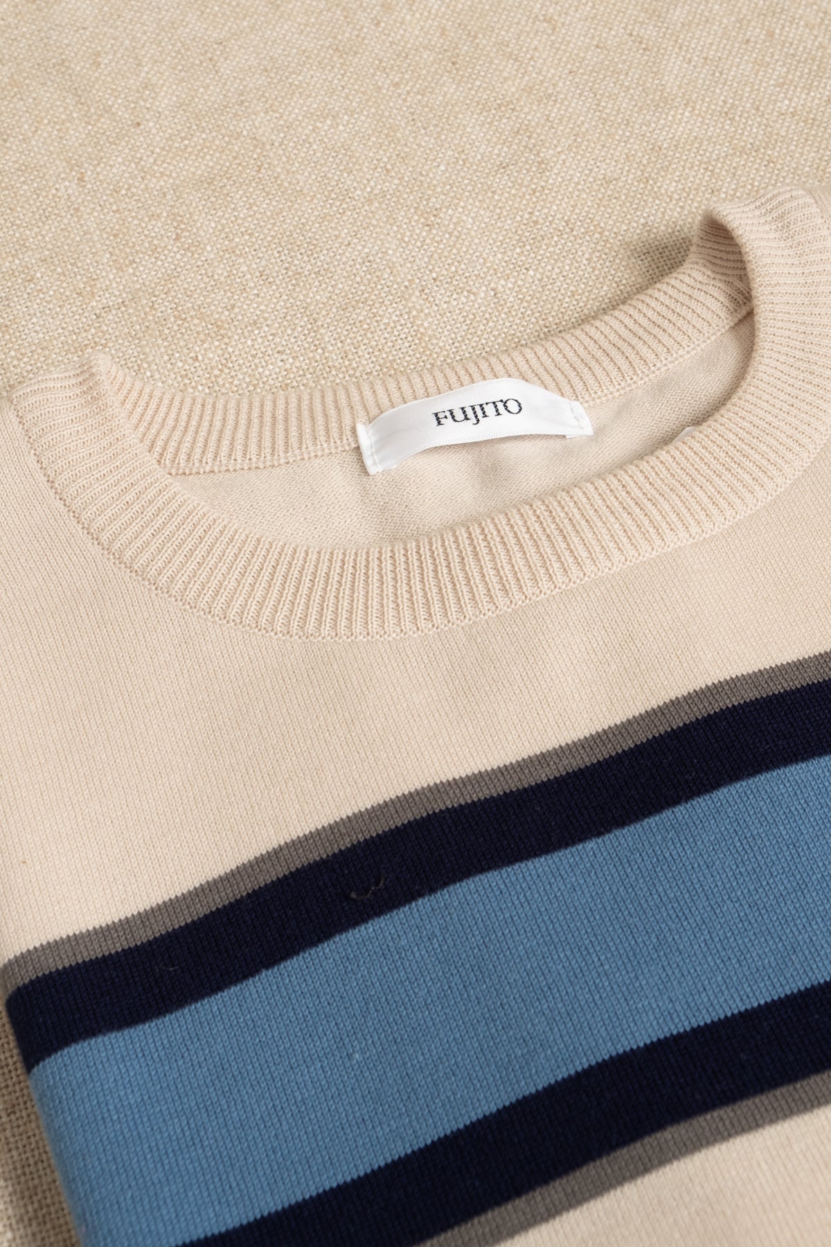 Border Knit T-Shirt - Blue