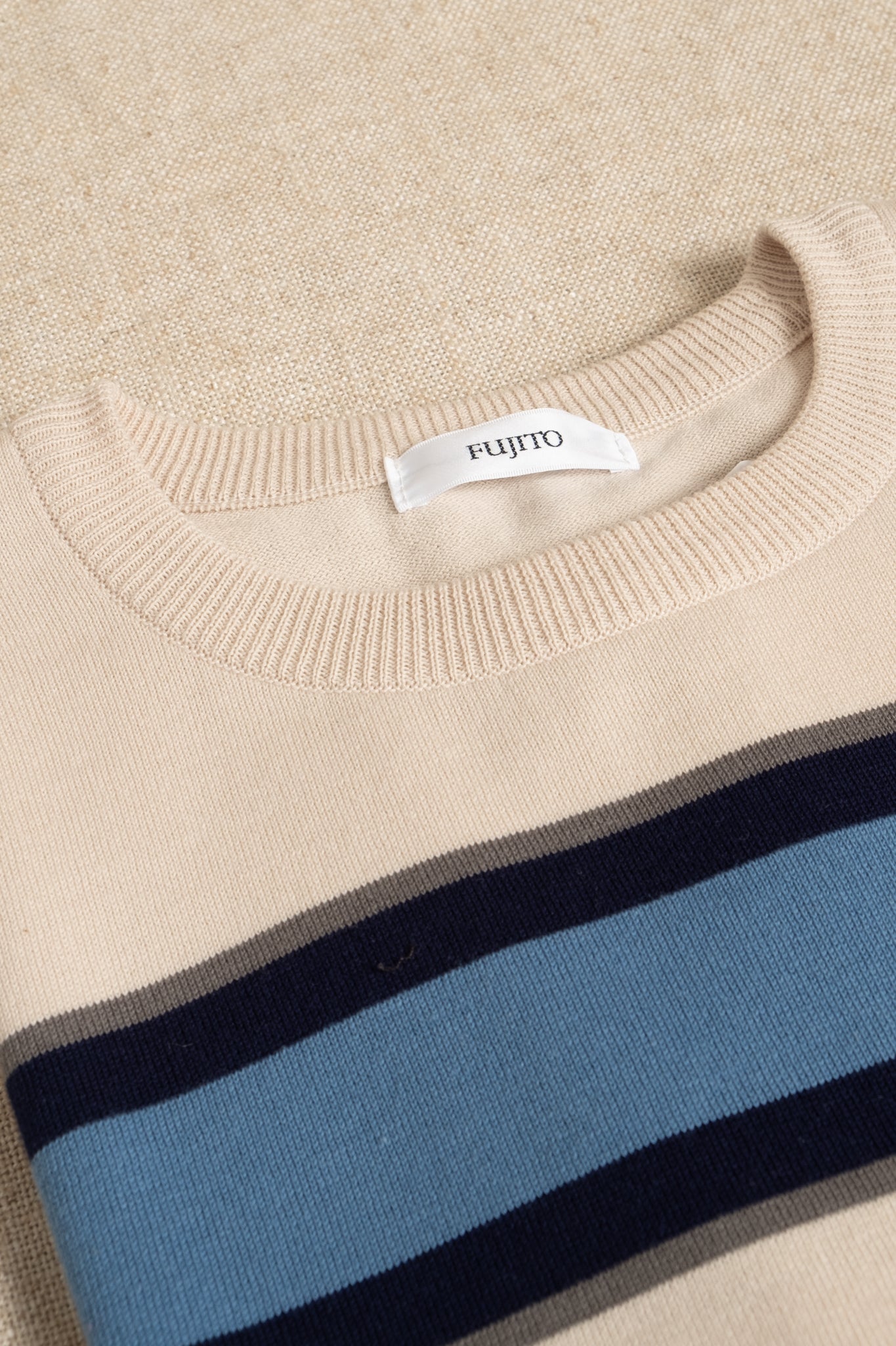 Border Knit T-Shirt - Blue