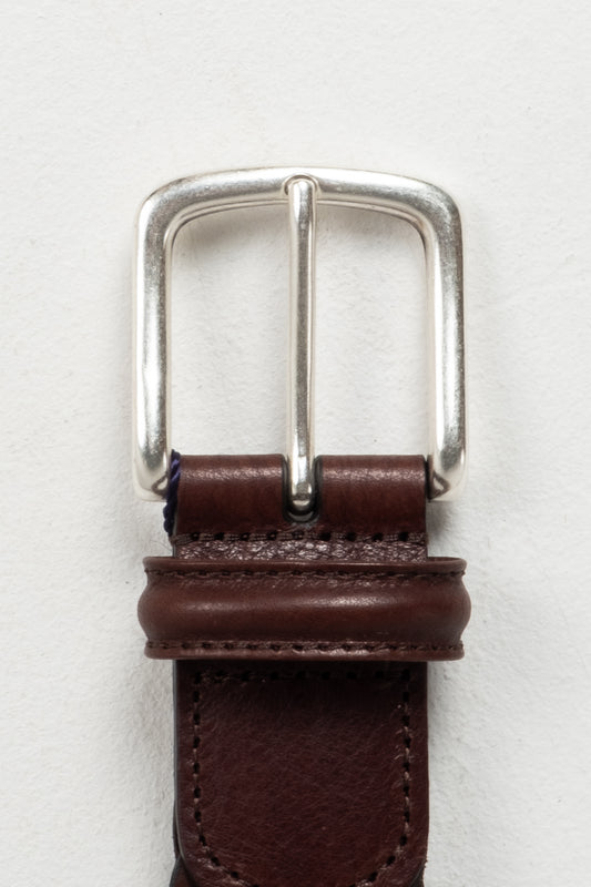 Braided Leather Belt - Brown