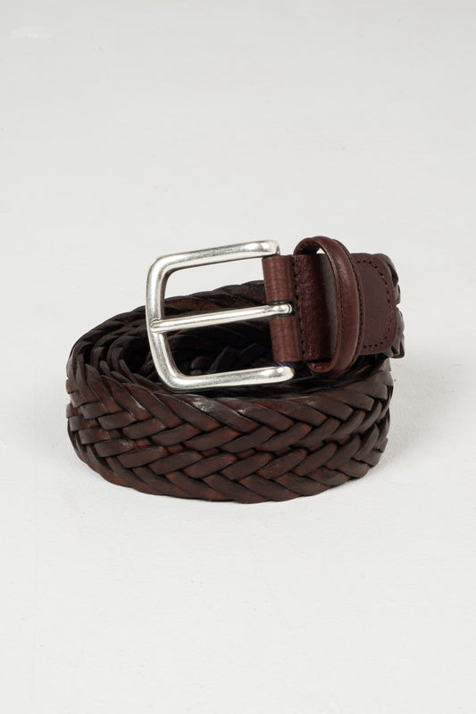 Braided Leather Belt - Brown