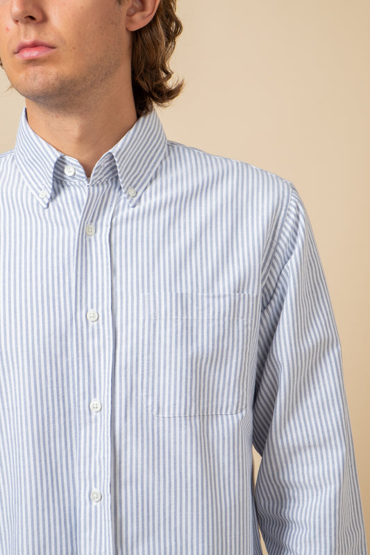 Button Down American Oxford - Blue Stripe