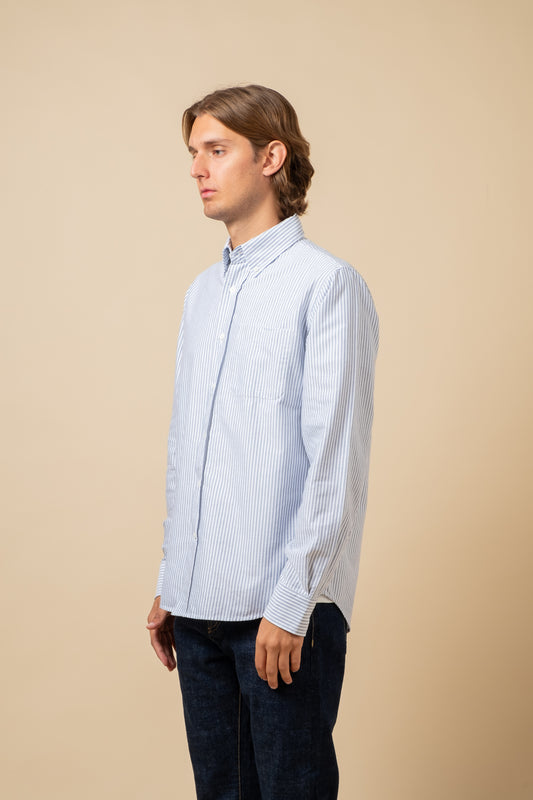 Button Down American Oxford - Blue Stripe