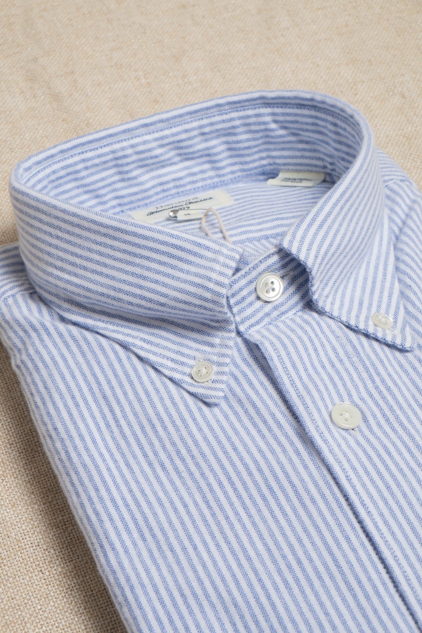 Button Down Brushed Flannel - Blue Stripe