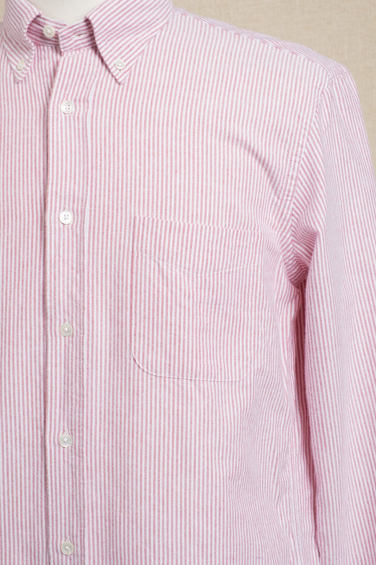 Button Down Brushed Flannel - Red Stripe