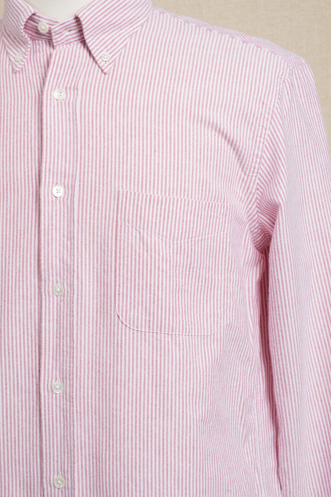 Button Down Brushed Flannel - Red Stripe