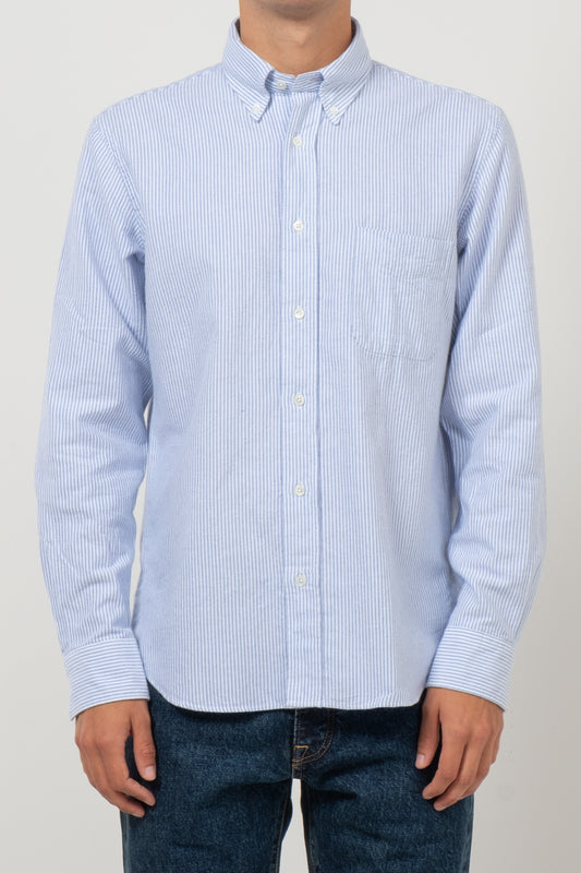 Button Down Brushed Oxford - Blue Stripe
