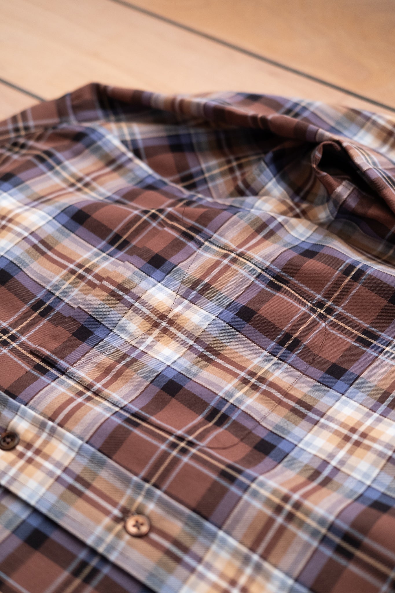Button Down Fine Twill - Nutella Check