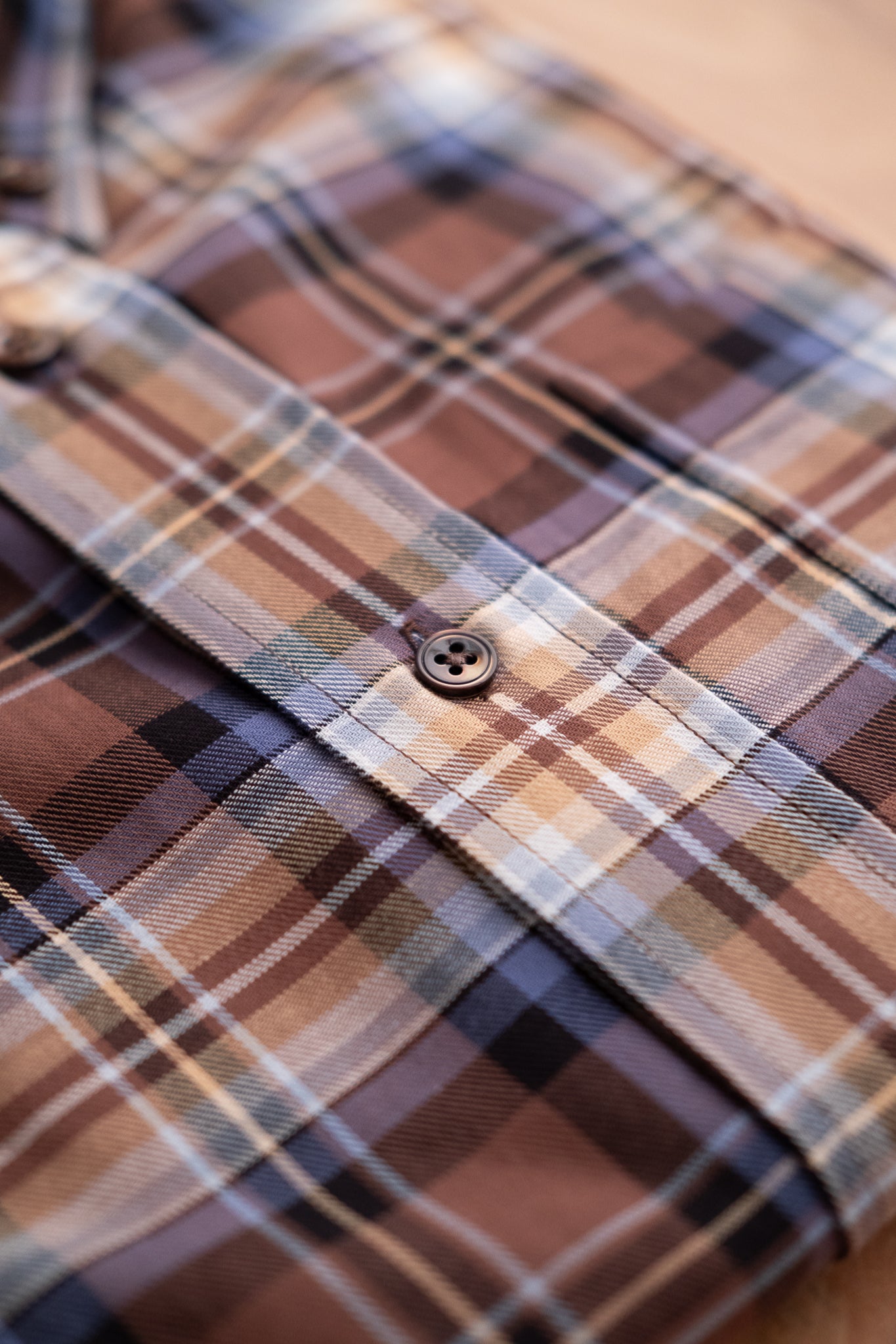 Button Down Fine Twill - Nutella Check