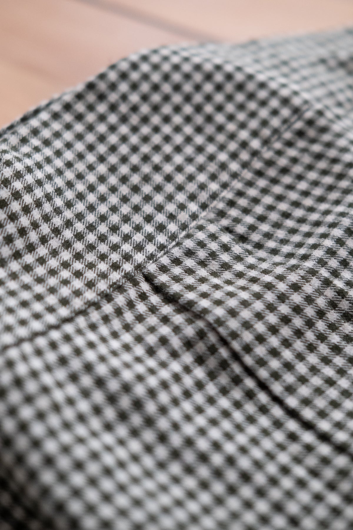 Button Down Flannel Shirt - Green & Ivory Check