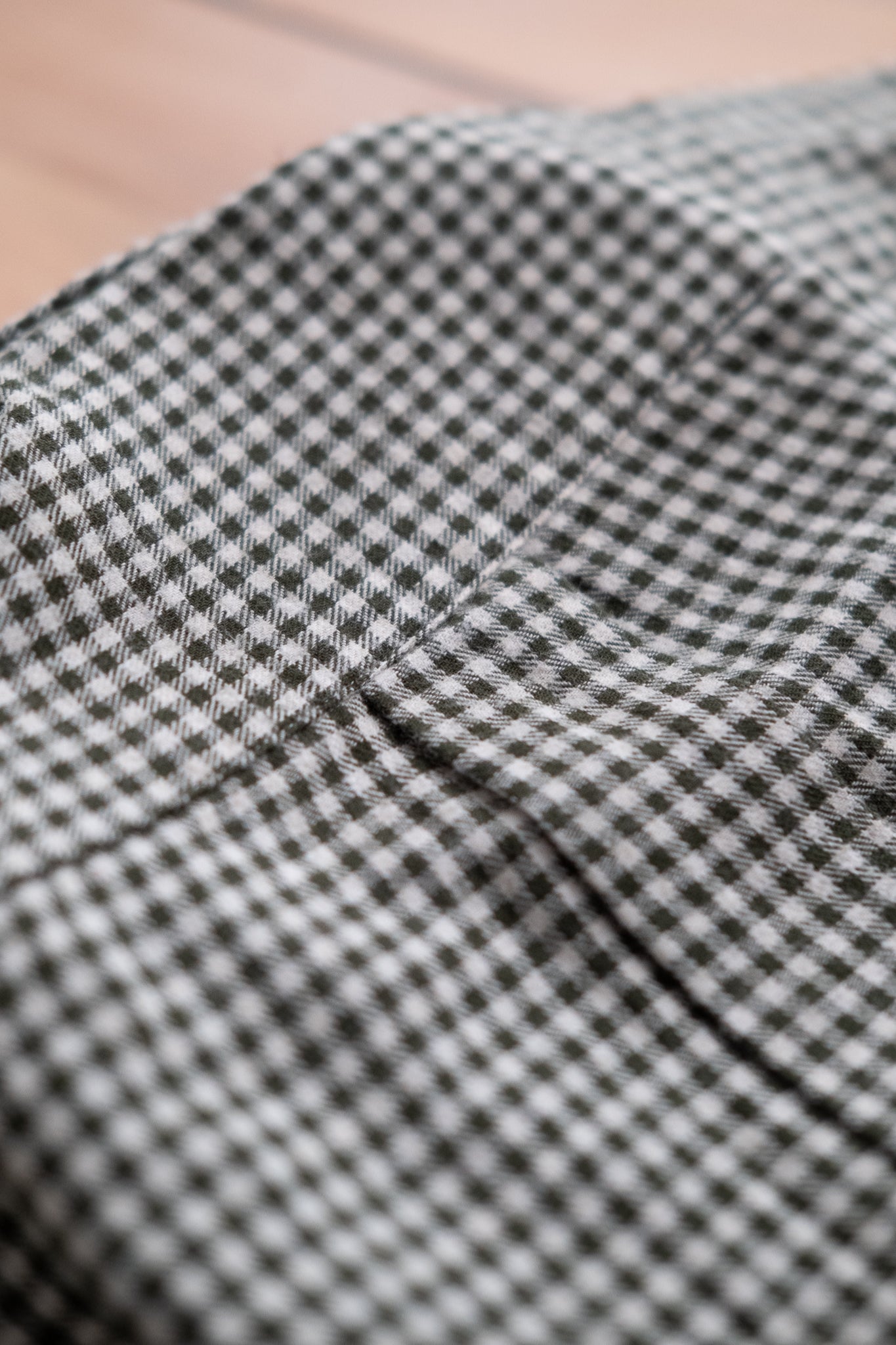 Button Down Flannel Shirt - Green & Ivory Check
