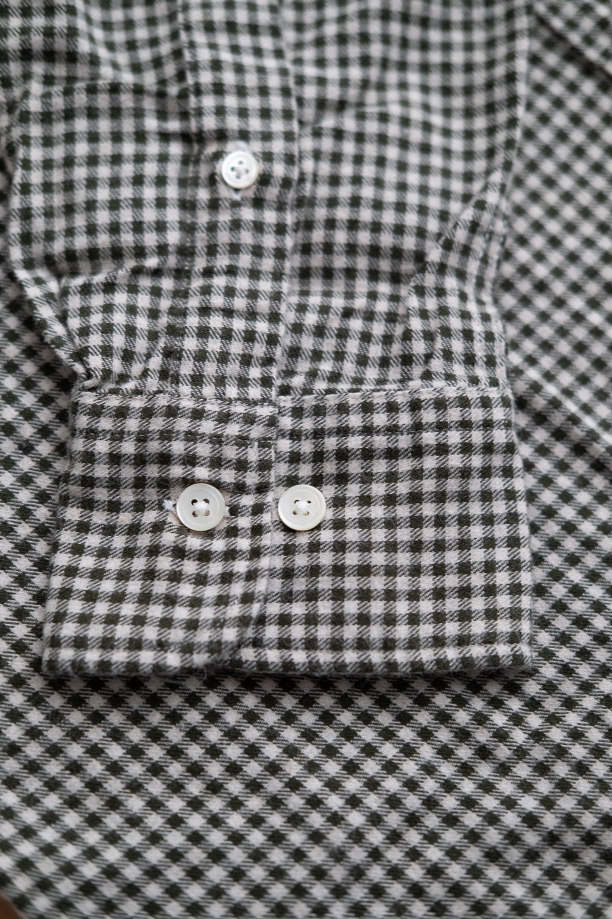 Button Down Flannel Shirt - Green & Ivory Check