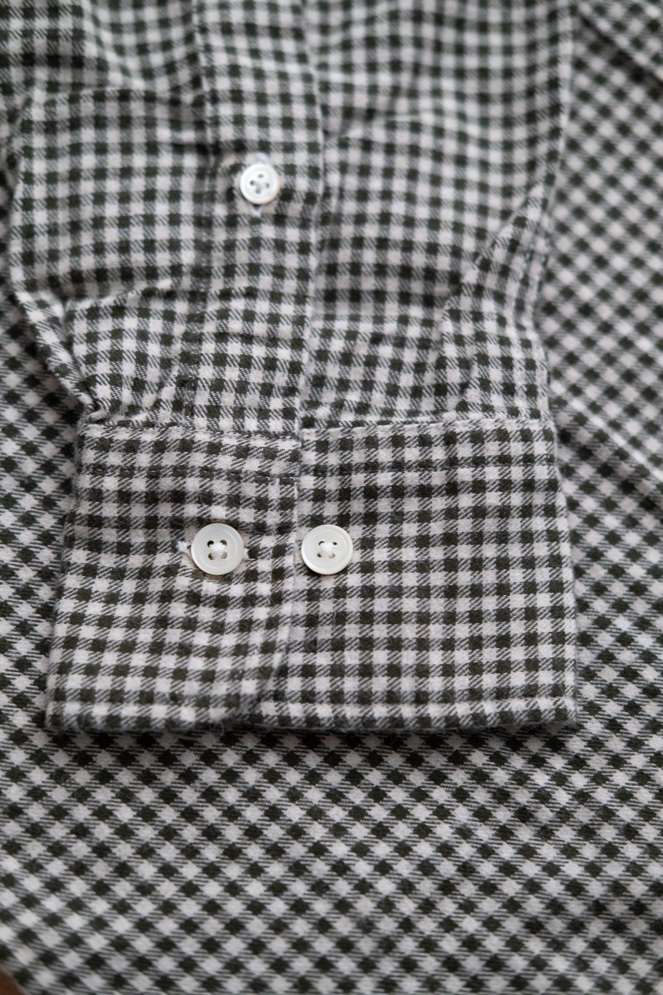 Button Down Flannel Shirt - Green & Ivory Check