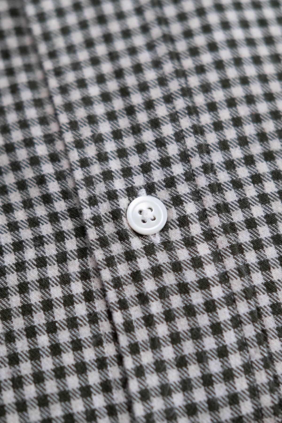 Button Down Flannel Shirt - Green & Ivory Check