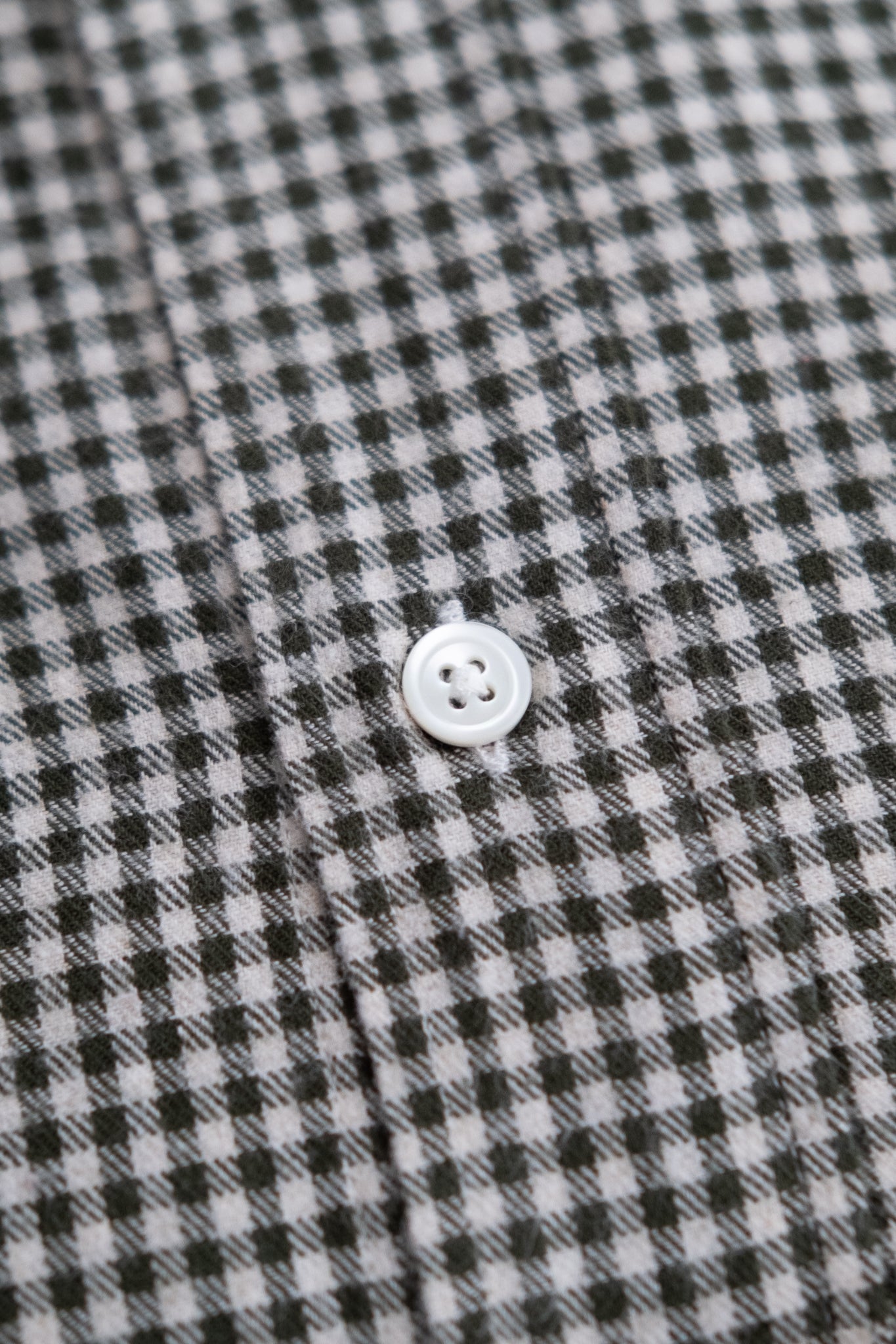 Button Down Flannel Shirt - Green & Ivory Check