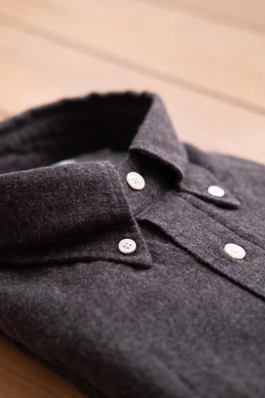 Button Down Flannel Shirt - Grey