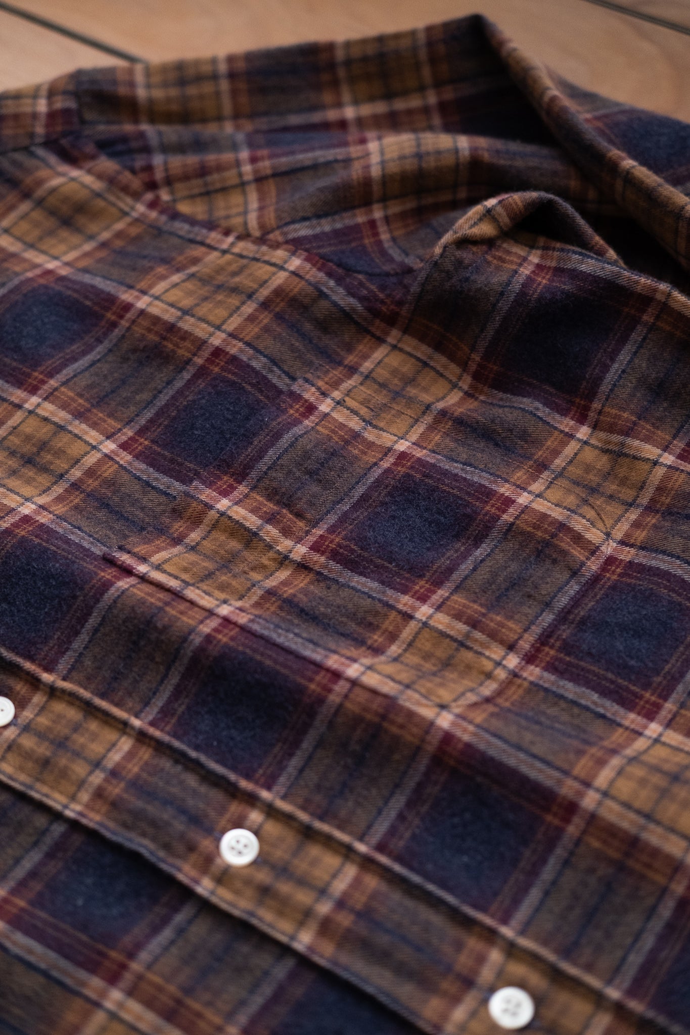 Button Down Flannel Shirt - Blue & Brown Plaid