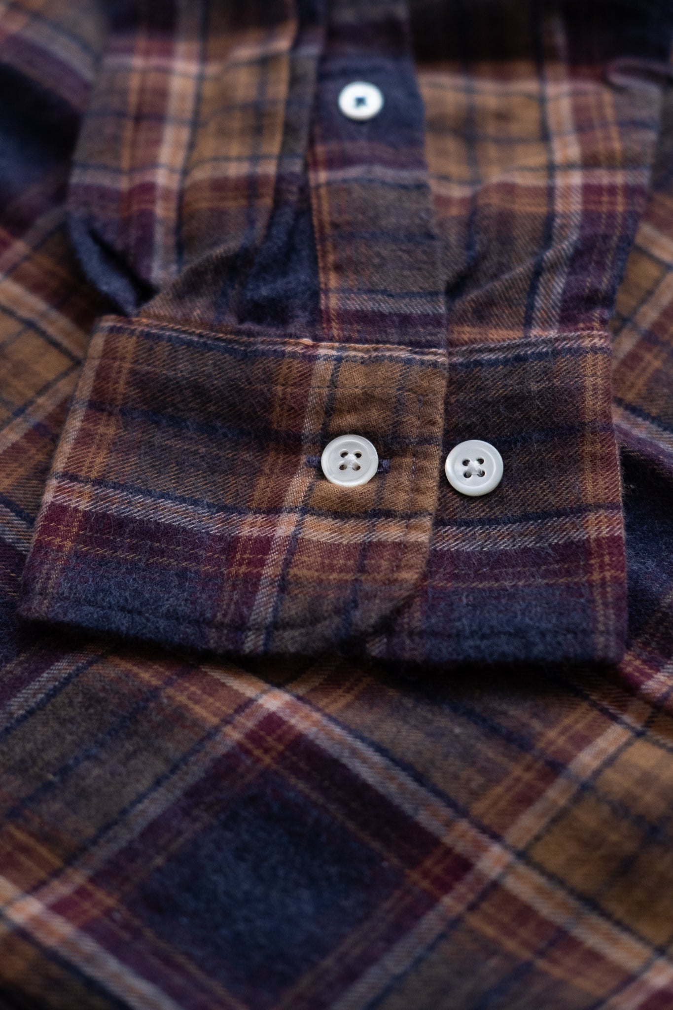 Button Down Flannel Shirt - Blue & Brown Plaid
