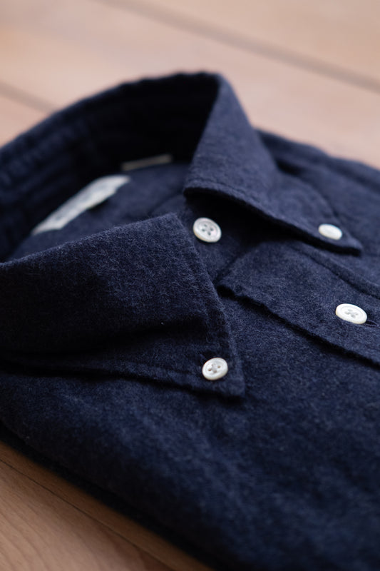 Button Down Flannel Shirt - Navy