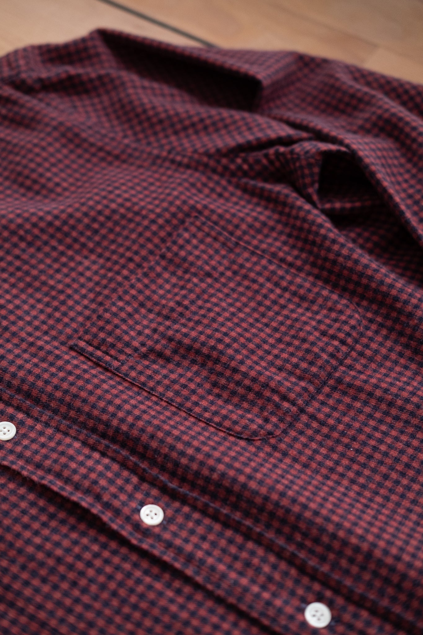 Button Down Flannel Shirt - Navy & Red Check