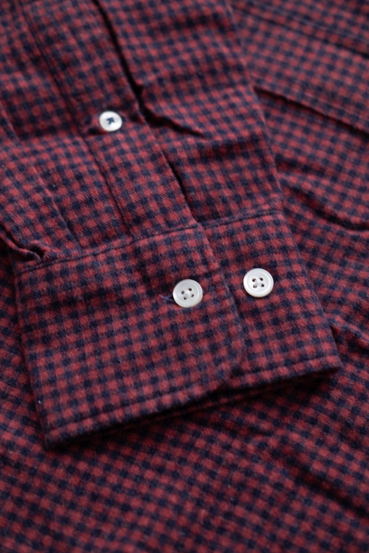 Button Down Flannel Shirt - Navy & Red Check