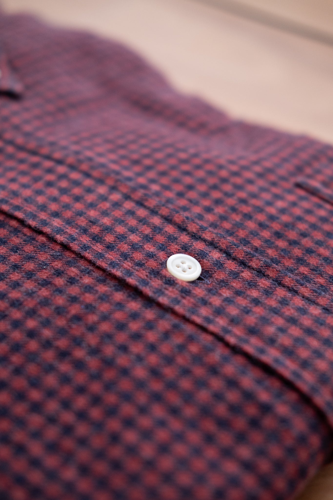 Button Down Flannel Shirt - Navy & Red Check
