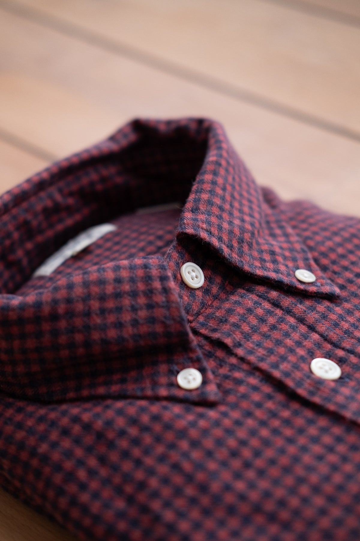 Button Down Flannel Shirt - Navy & Red Check