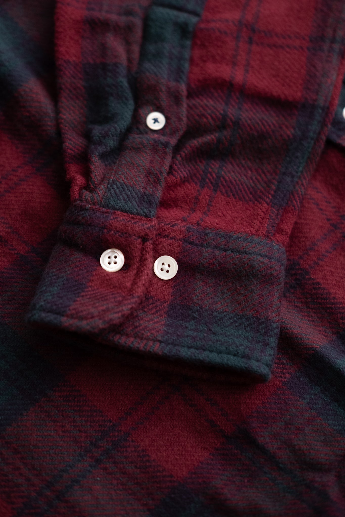 Button Down Flannel Shirt - Wine Plaid