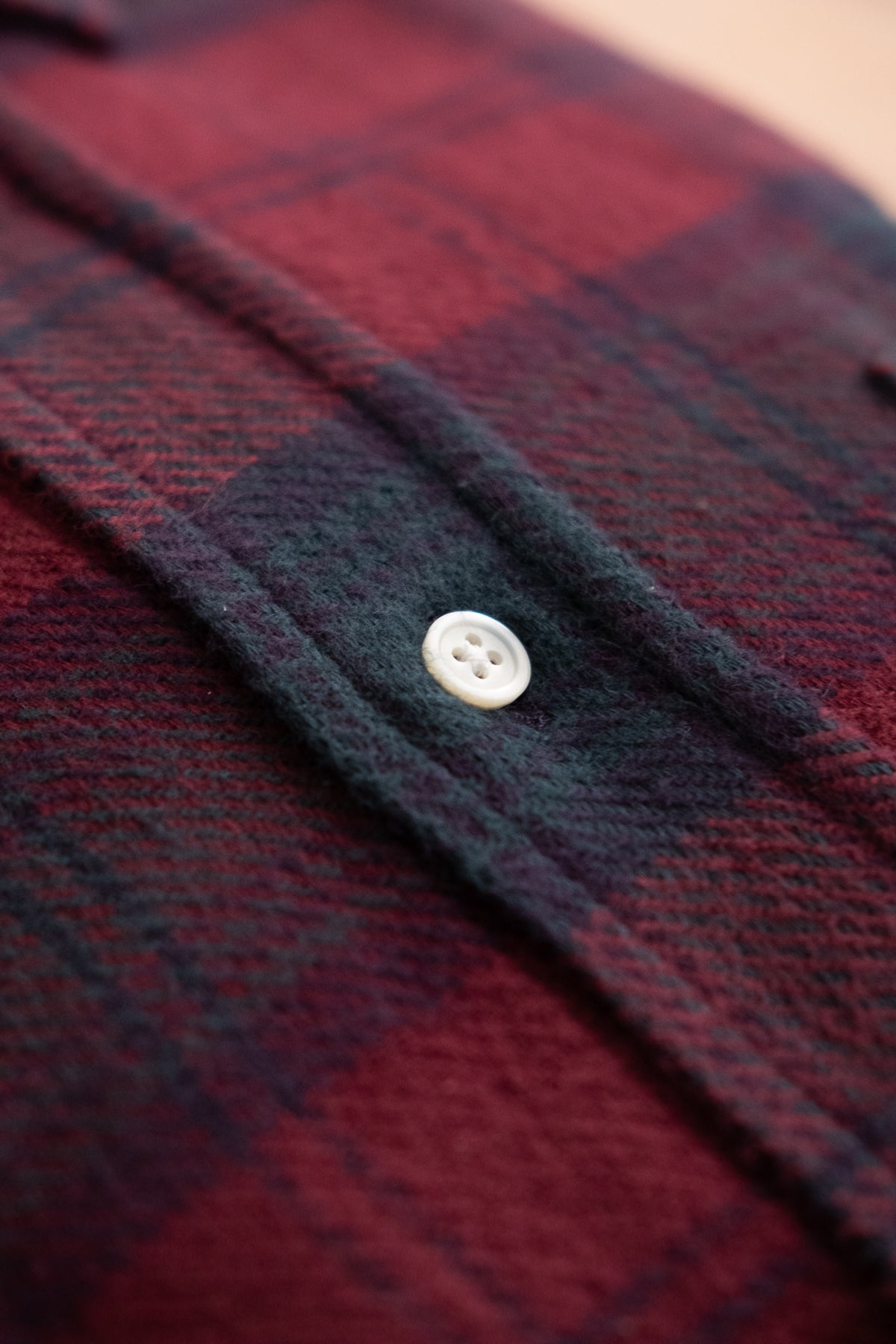 Button Down Flannel Shirt - Wine Plaid