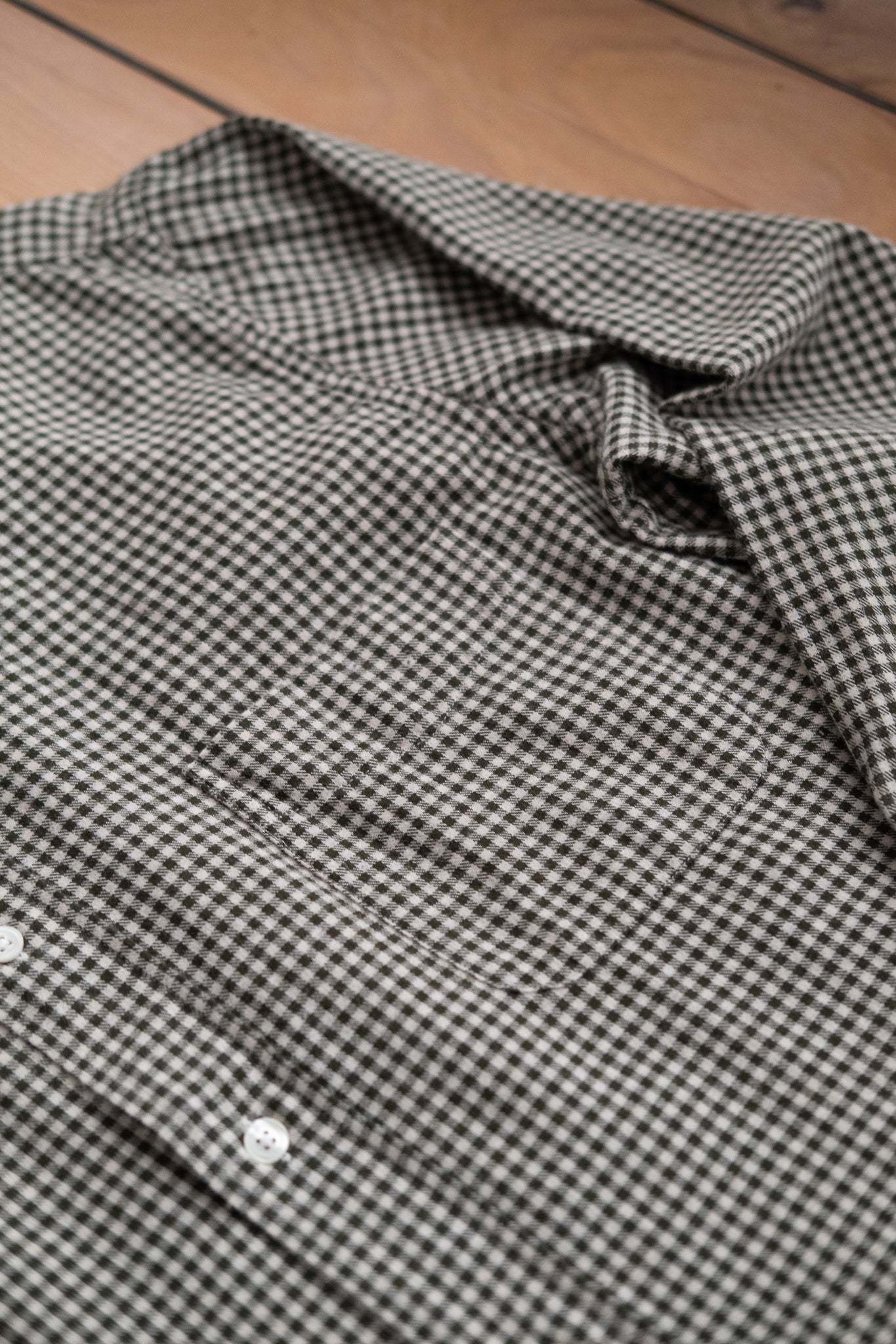 Button Down Flannel Shirt - Green & Ivory Check