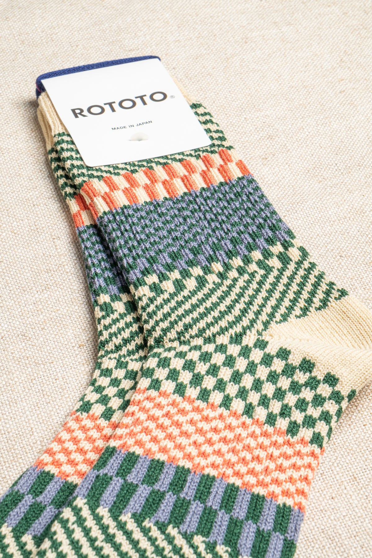 Check & Step Socks - Green