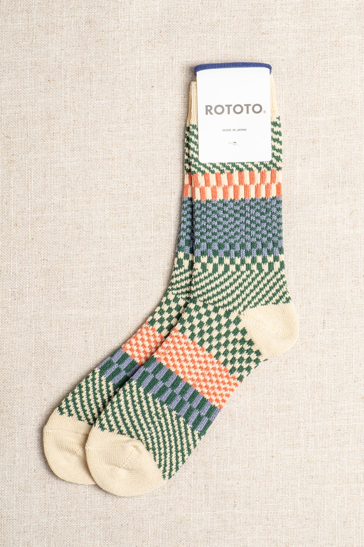 Check & Step Socks - Green