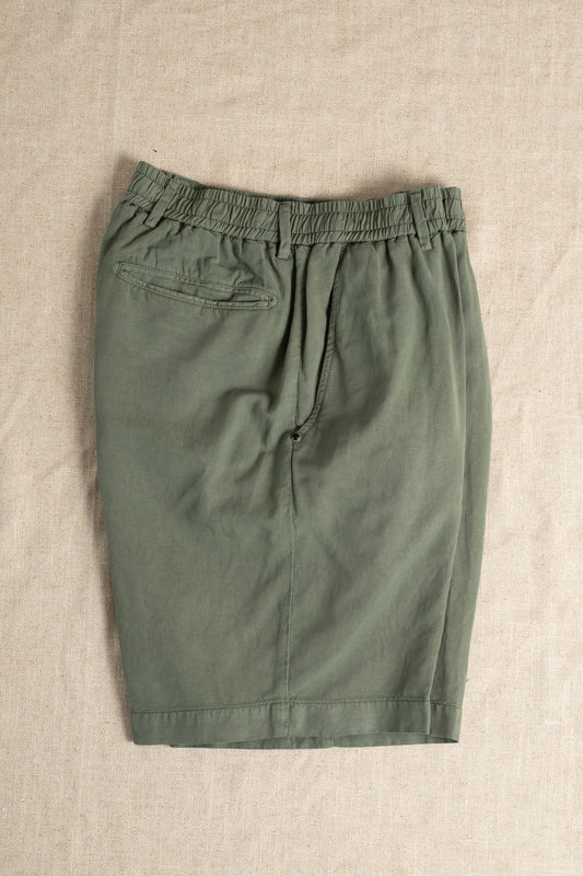 Cotton Linen Shorts - Washed Green