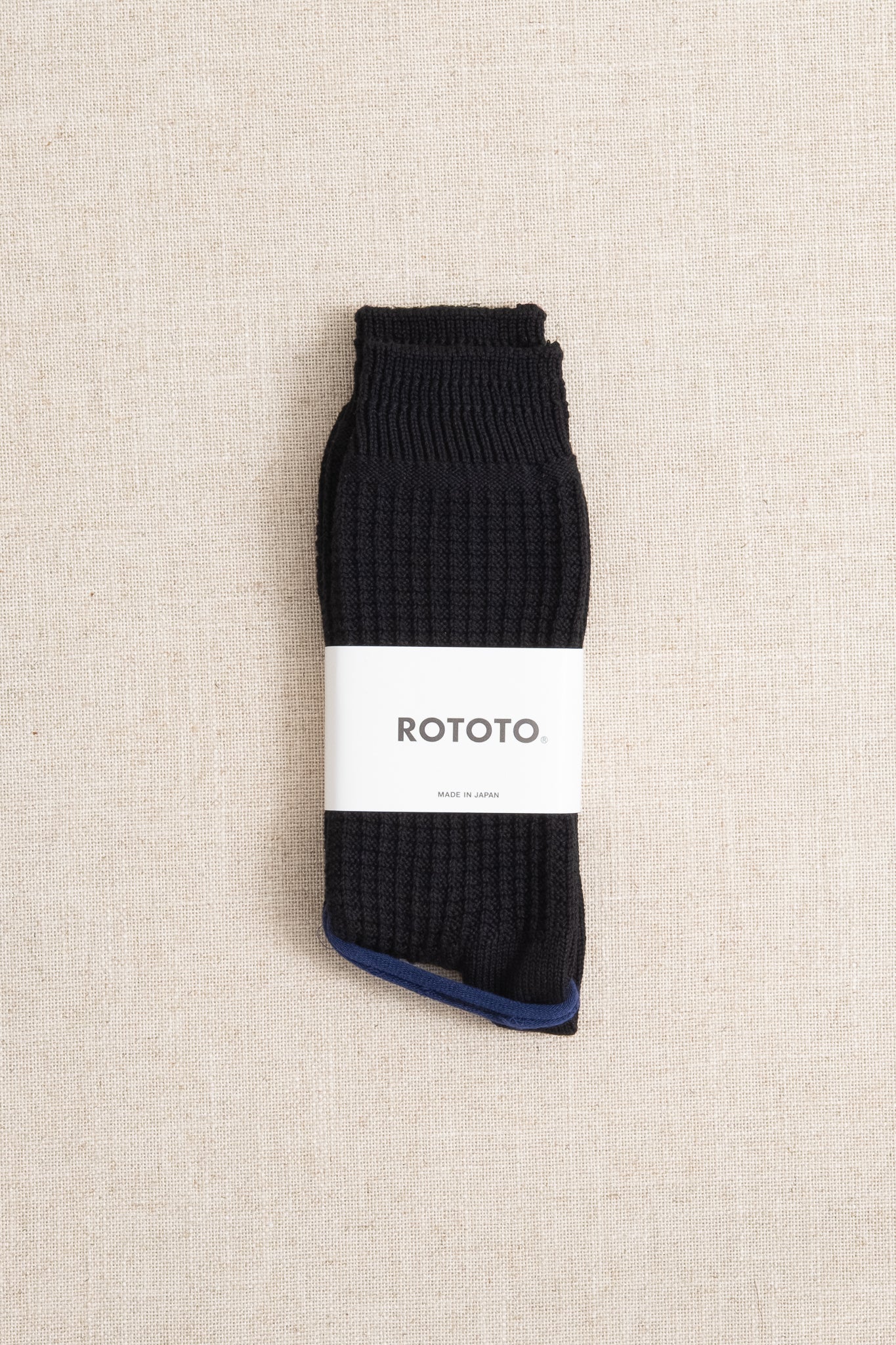 Cotton Waffle Crew Sock - Black