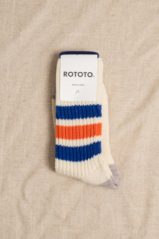 Course Ribbed Oldschool Crew Sock - Blue x Orange