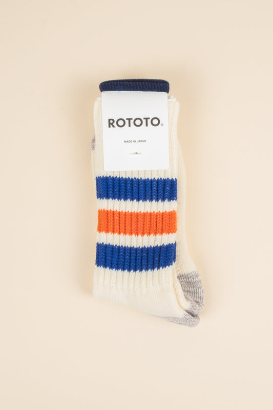 Course Ribbed Oldschool Crew Sock - Blue x Orange