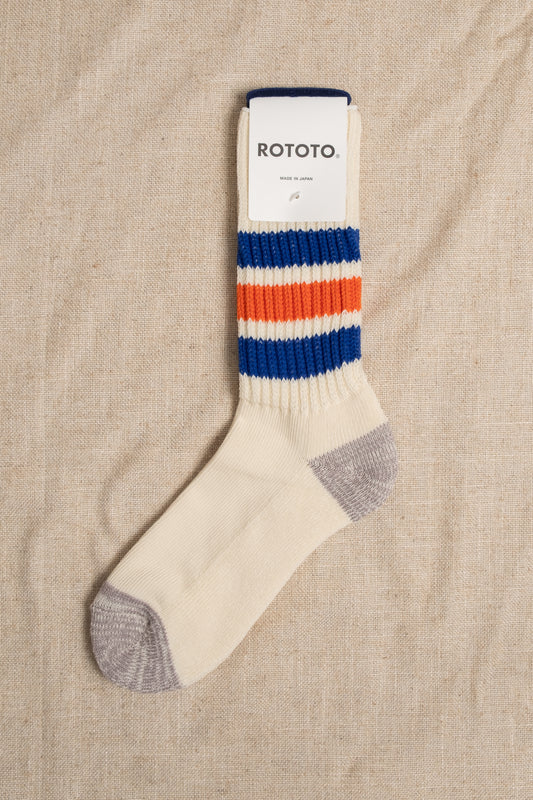 Course Ribbed Oldschool Crew Sock - Blue x Orange