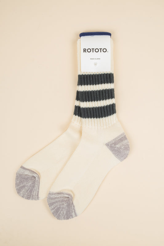 Course Ribbed Oldschool Crew Sock - Dark Green