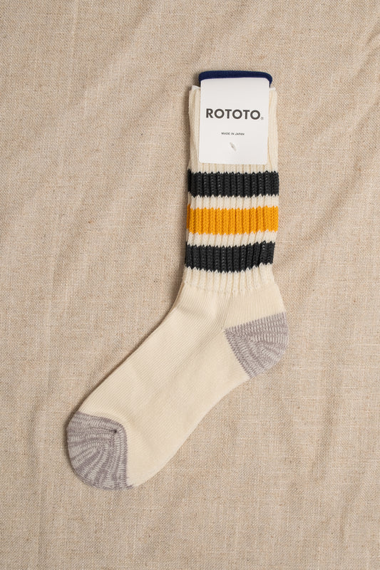 Course Ribbed Oldschool Crew Sock - Green x Yellow