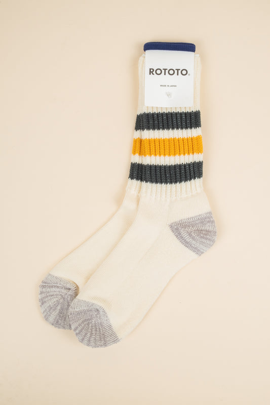 Course Ribbed Oldschool Crew Sock - Green x Yellow