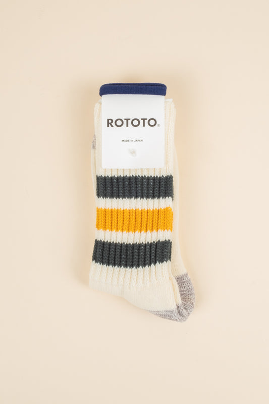 Course Ribbed Oldschool Crew Sock - Green x Yellow
