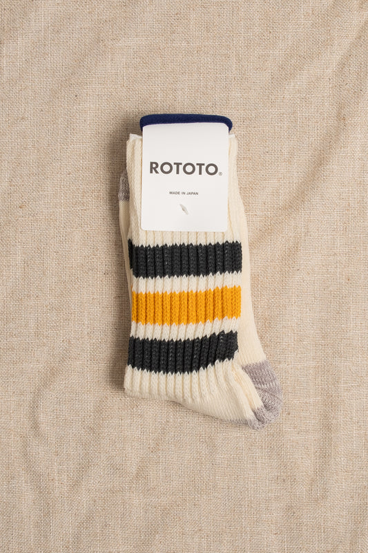 Course Ribbed Oldschool Crew Sock - Green x Yellow