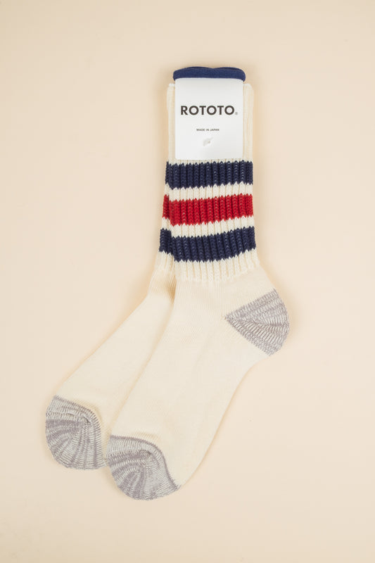 Course Ribbed Oldschool Crew Sock - Navy x Red