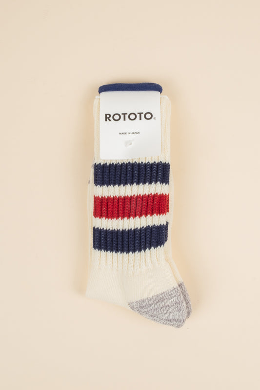 Course Ribbed Oldschool Crew Sock - Navy x Red