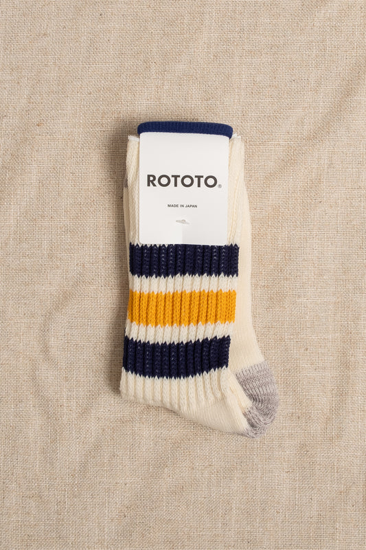 Course Ribbed Oldschool Crew Sock - Navy x Yellow