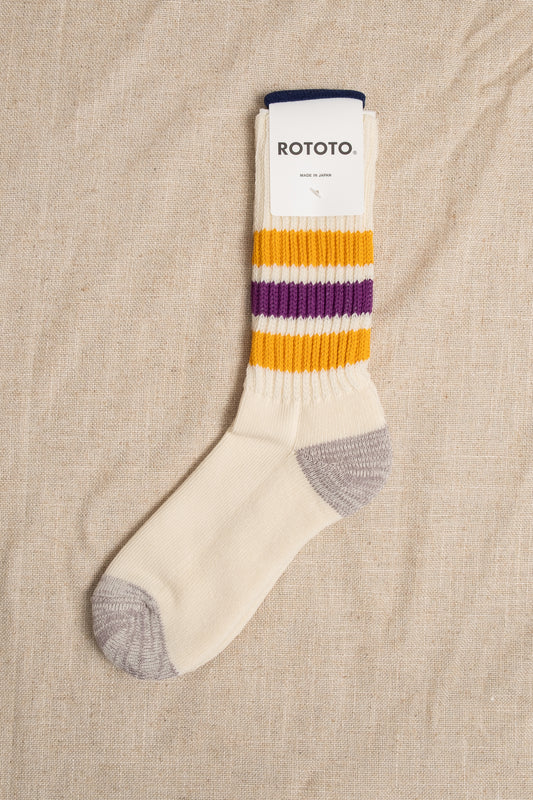 Course Ribbed Oldschool Crew Sock - Yellow x Purple