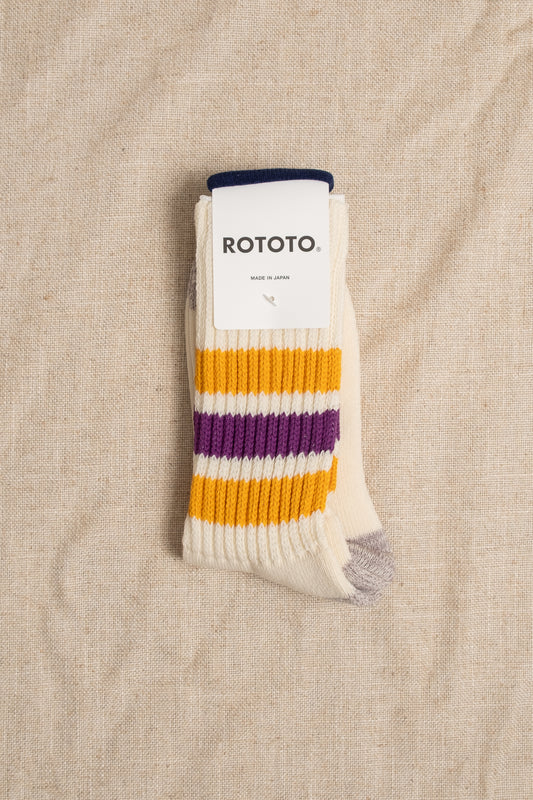 Course Ribbed Oldschool Crew Sock - Yellow x Purple
